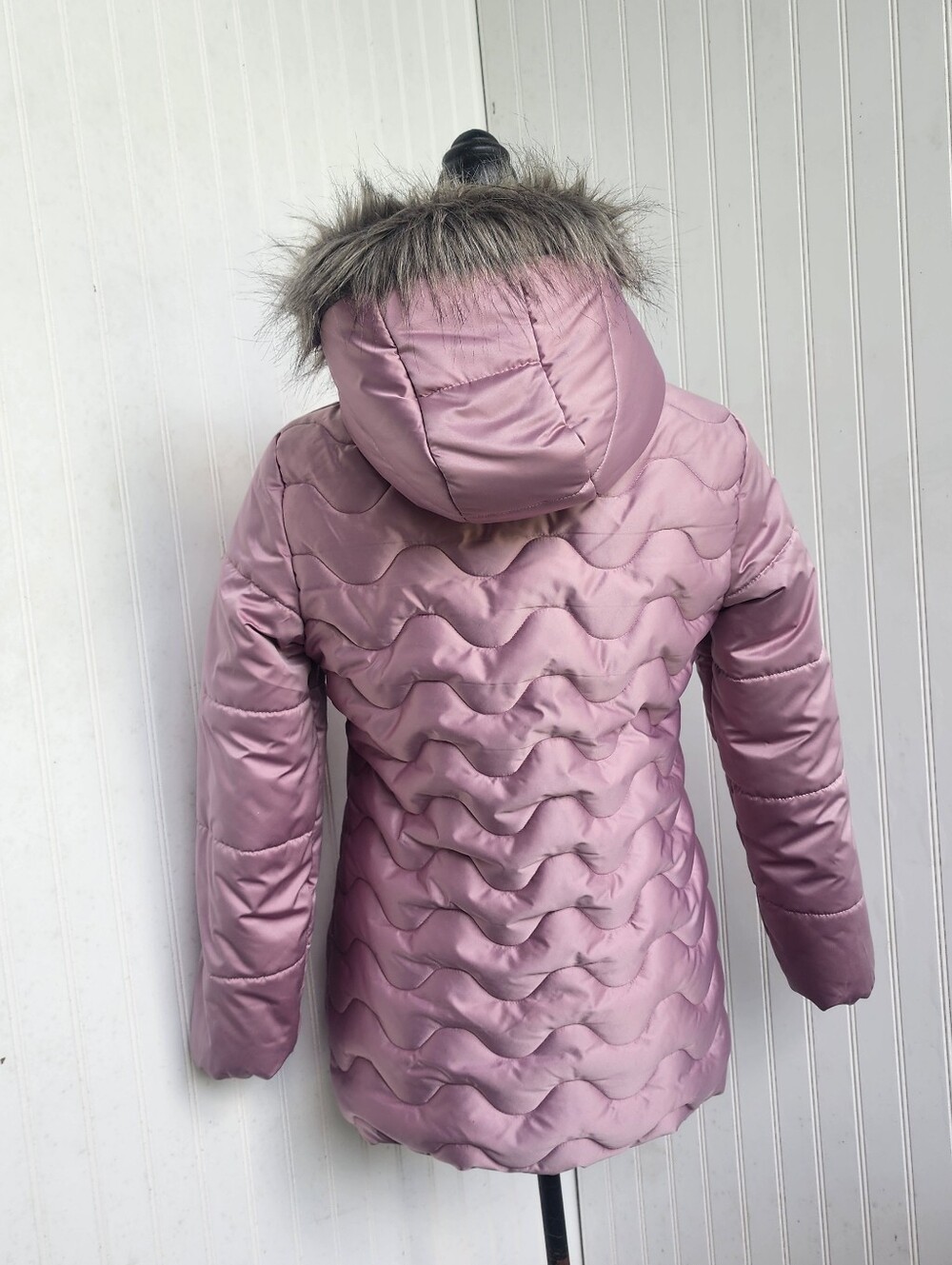 Rothschild Youth Girls Satin Quilted Faux Fur Puffer Jacket Full Zip Sz XL (16) - Picture 14 of 16